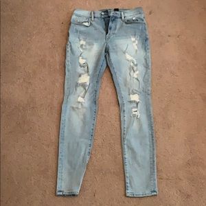 Light blue ripped skinny jeans